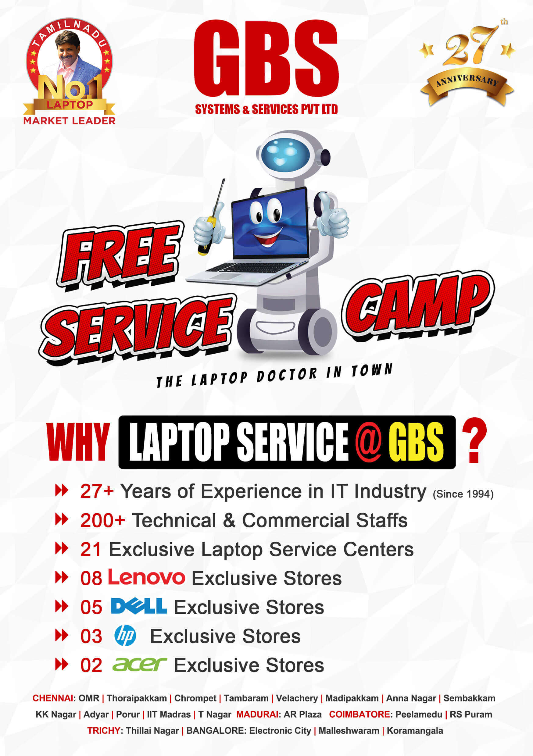 free laptop service camp in t nagar Chennai 